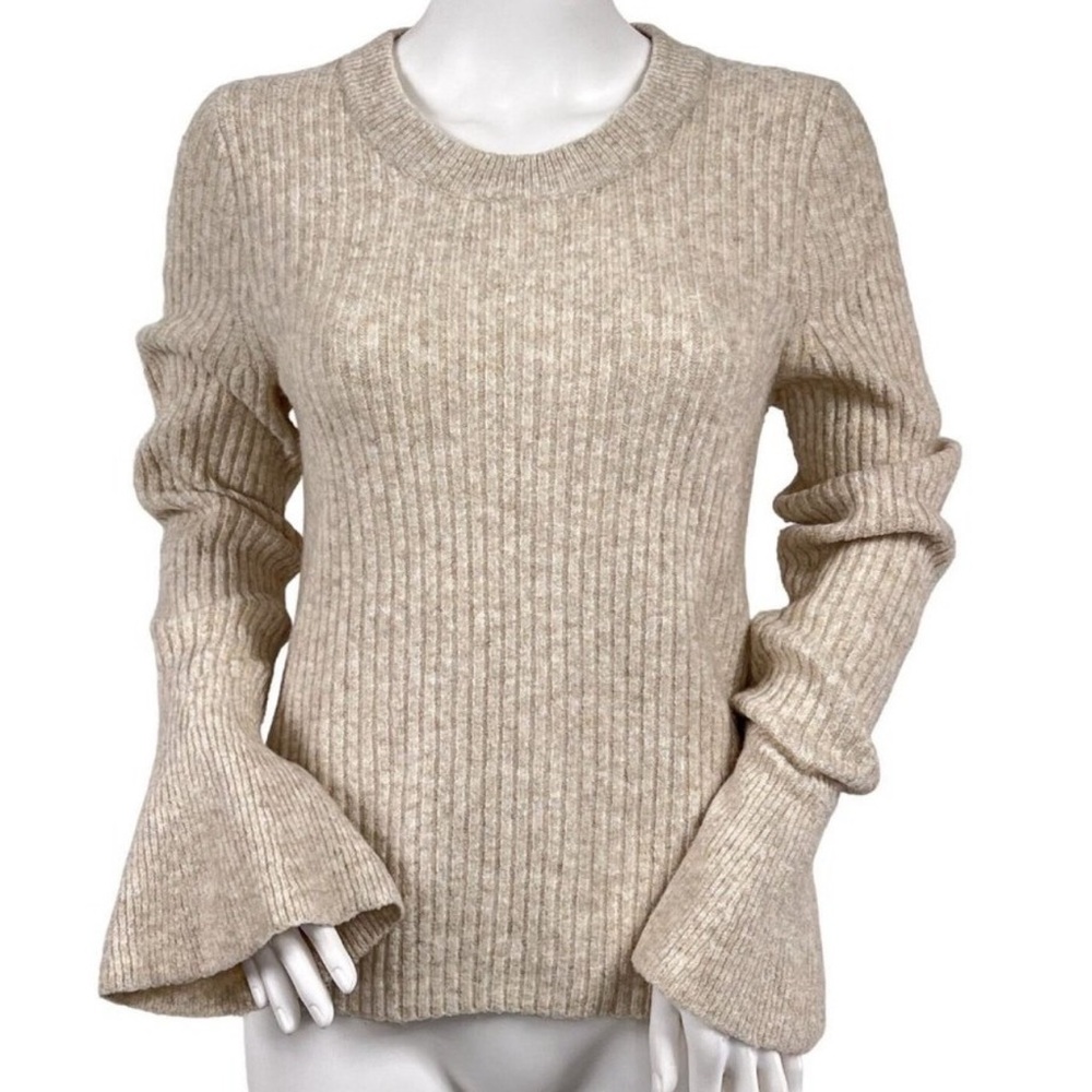 Madewell Ribbed Bell-Sleeve Sweater in Beige